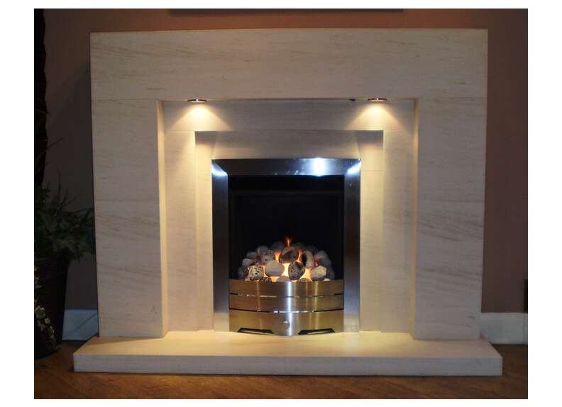 Lister limestone  fireplace with lights