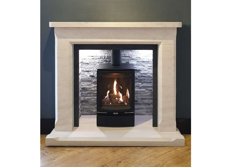 Balboa Limestone Fireplace with chamber