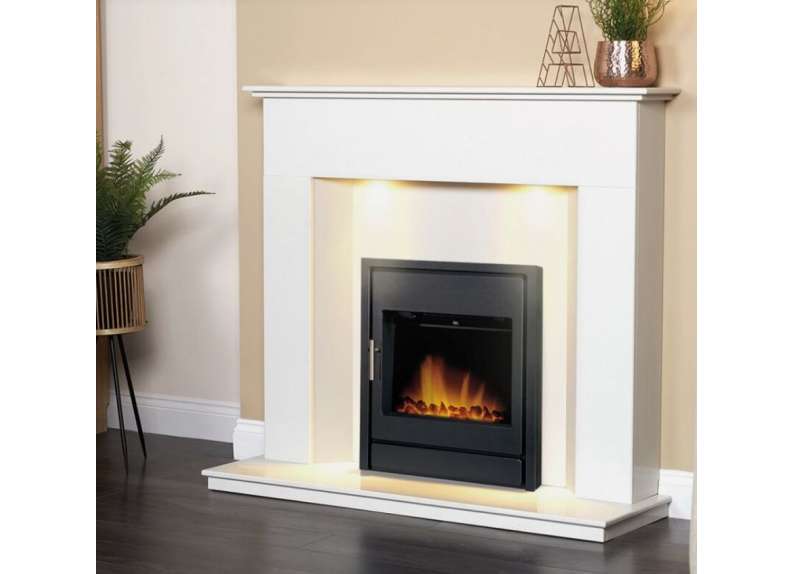 AURORA COLUMBUS MARBLE FIREPLACE WITH LED DOWNLIGHTS