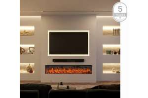 Bespoke Panoramic 2000 3DP Media wall LED electric fire