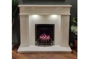 ATLANTIS MARBLE FIREPLACE WITH LED DOWNLIGHTS