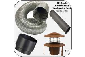 316 Grade Stainless Steel Woodburning flue kit - 125mm