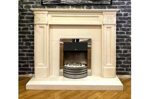 Acanthus white limestone fireplace