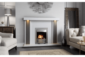 AVELINO MARBLE FIREPLACE WITH LED DOWNLIGHTS
