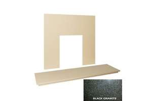 48&Prime; Polished Black granite hearth & back panel set 