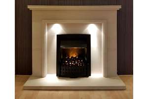 Kibble limestone fireplace with lights