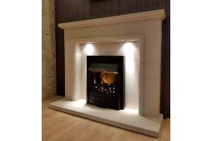Kibble limestone fireplace with lights