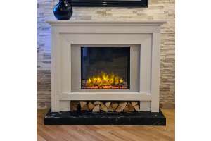 Menora marble electric fireplace suite