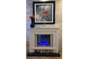 Menora marble electric fireplace suite