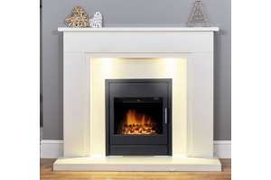 AURORA MONTREAL MARBLE FIREPLACE WITH LED DOWNLIGHTS