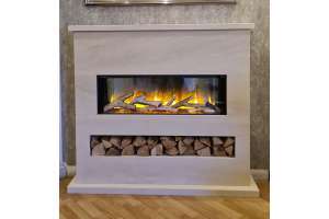 Safran limestone electric fireplace suite