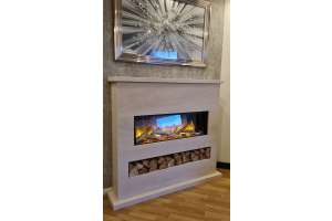 Safran limestone electric fireplace suite