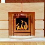 Lattice limestone fireplace