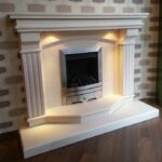 Tiree 54 limestone fireplace