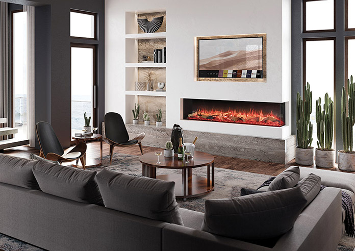 Gazco Onyx Avanti 190RW LED Media Wall electric fire