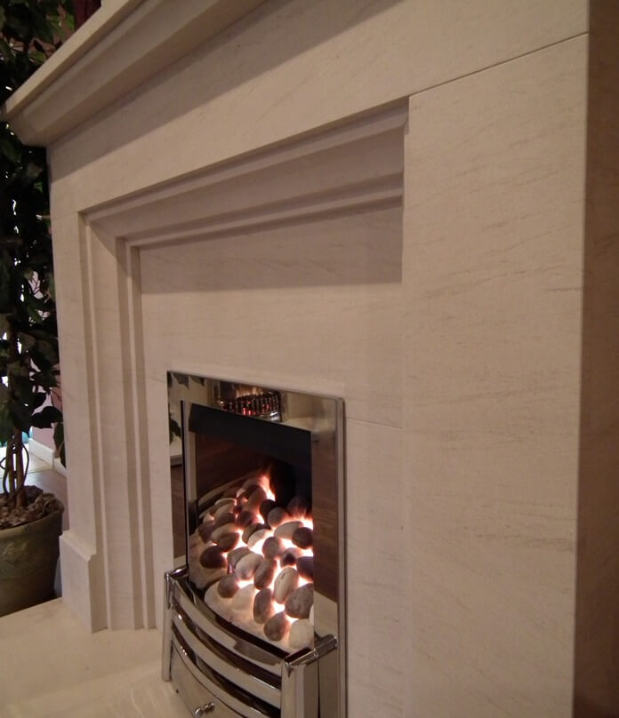 Calvi 54 limestone  fireplace