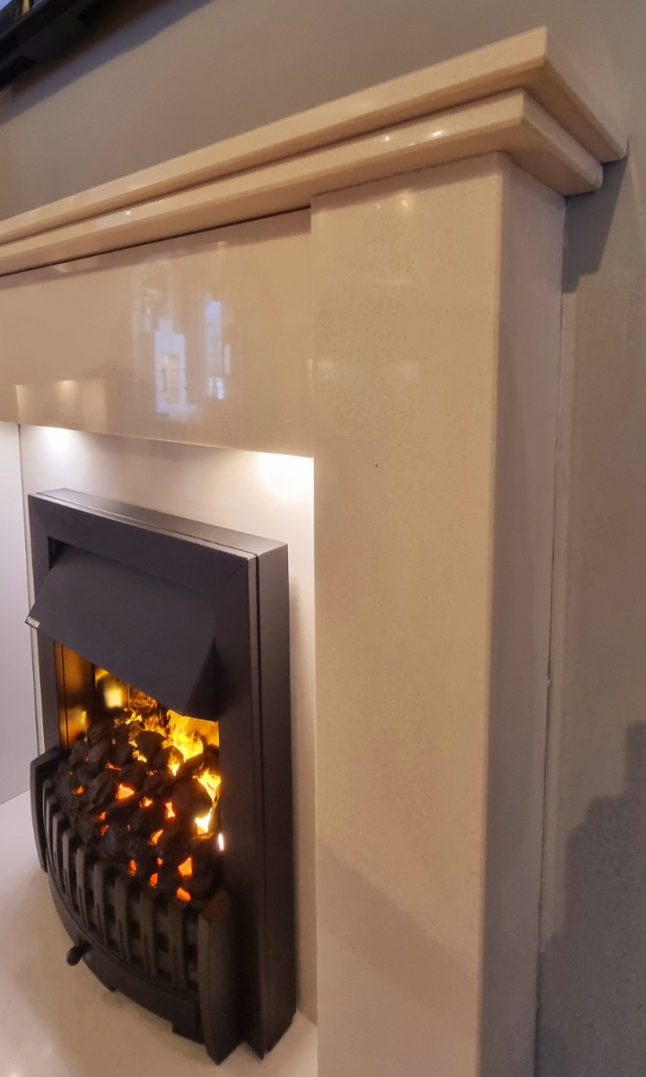 KANTON MARBLE FIREPLACE WITH LED DOWNLIGHTS