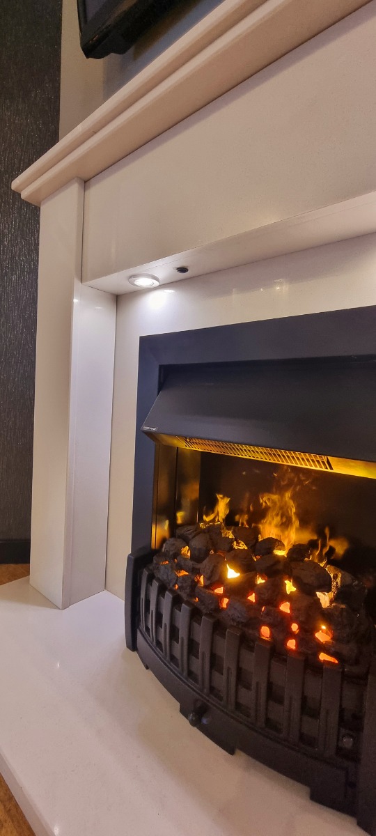 KANTON MARBLE FIREPLACE WITH LED DOWNLIGHTS