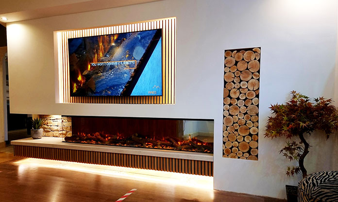 New Forest 2400 Black Edition LED electric media wall fire