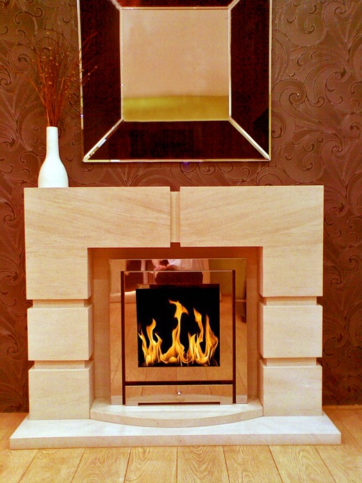 Lattice limestone  fireplace