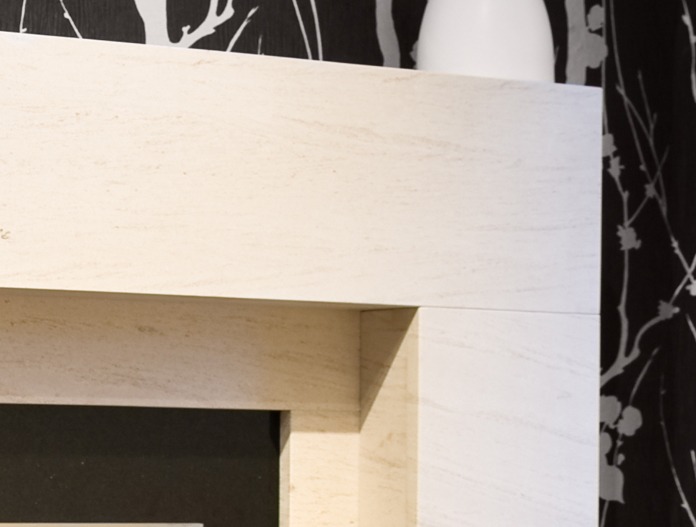 Lister limestone & granite  fireplace with lights