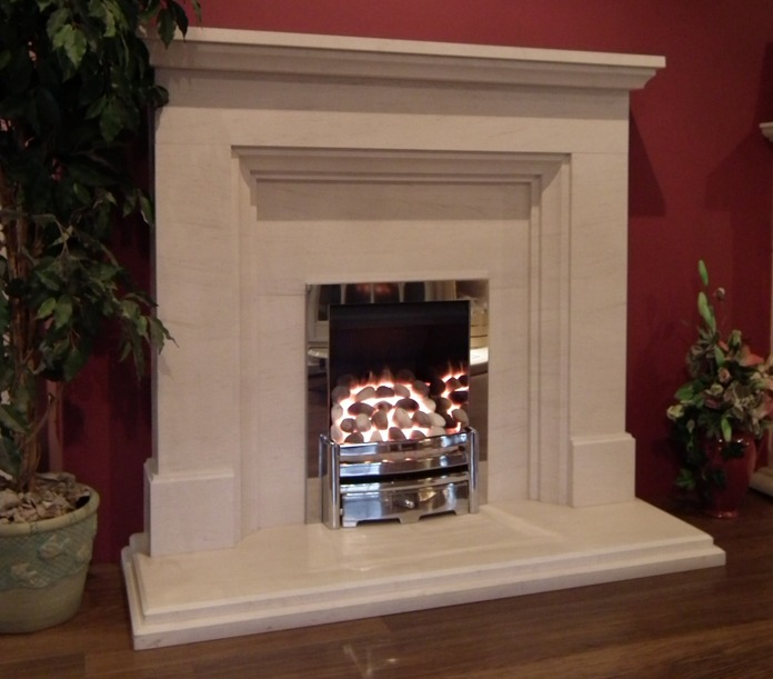 Calvi 54 limestone  fireplace