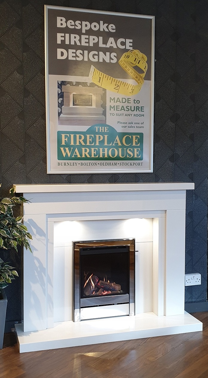 Aprica white marble fireplace