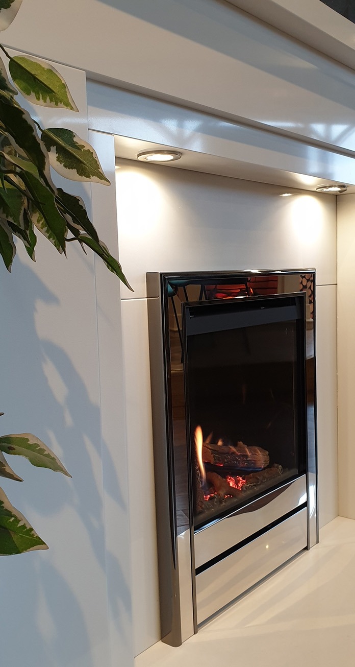 Aprica white marble fireplace