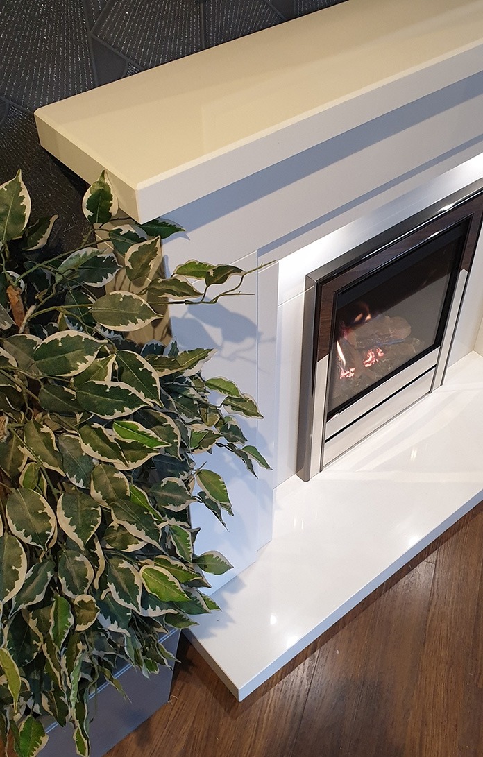 Aprica white marble fireplace