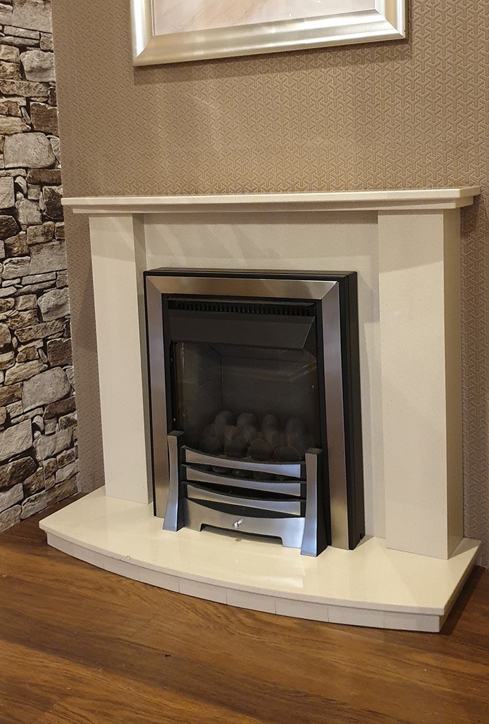 Austin 40&Prime; marble fireplace