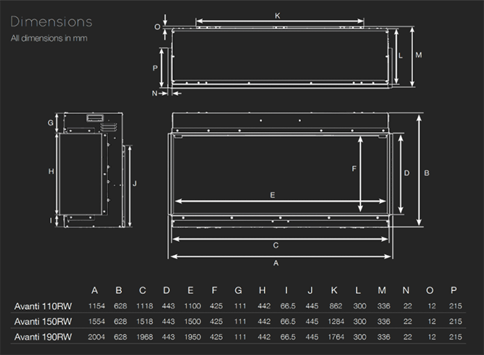 Gazco Onyx Avanti 110RW LED Media Wall electric fire