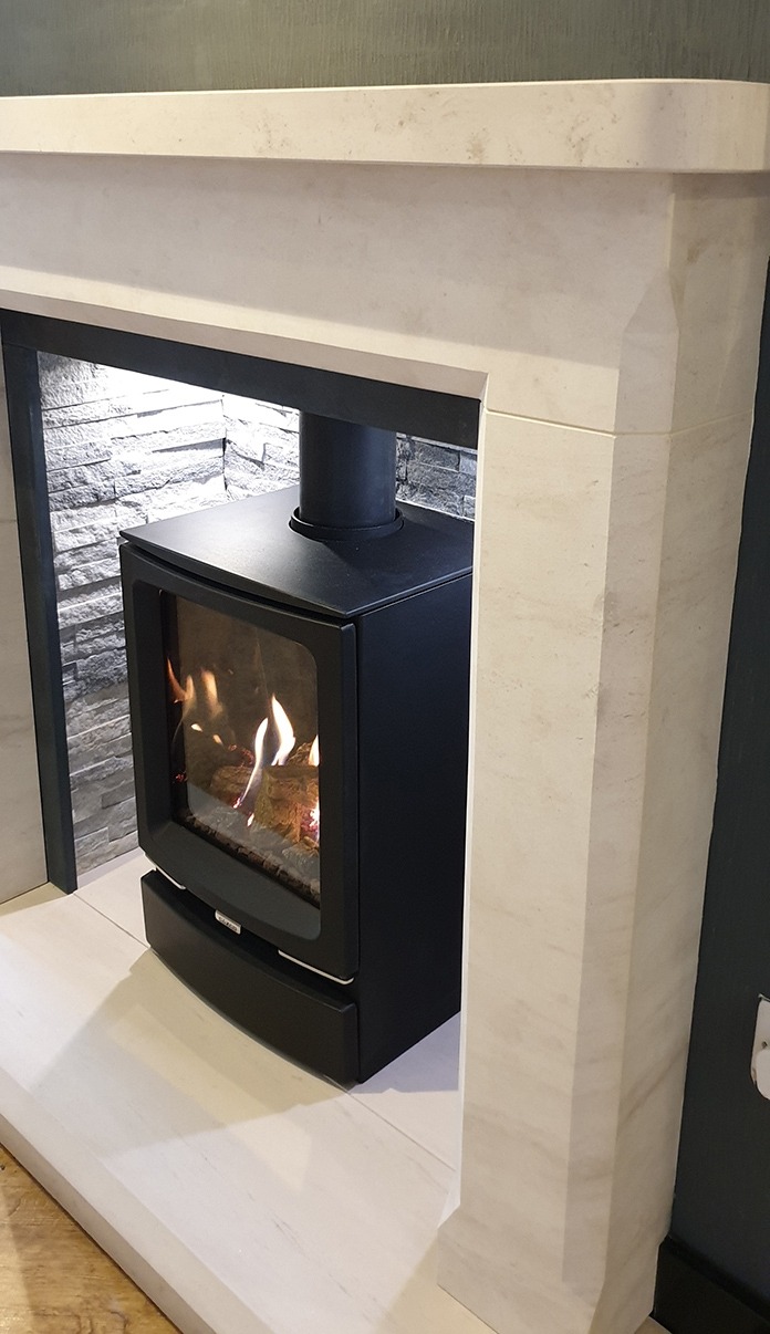 Balboa Limestone Fireplace with chamber