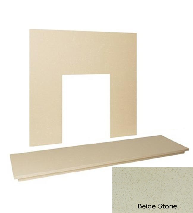 54&Prime; Marble hearth & back panel set - Beige Stone Marble