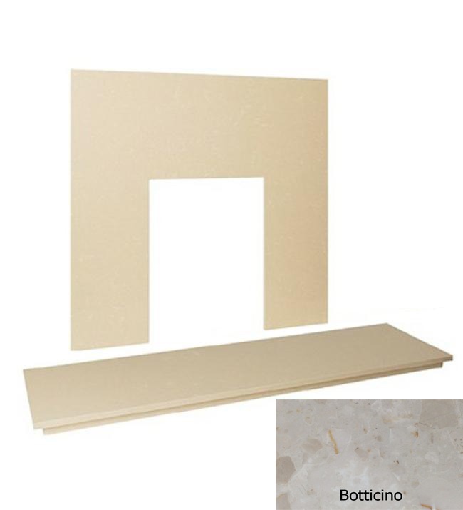 54&Prime; Marble hearth & back panel set - Botticino Cream