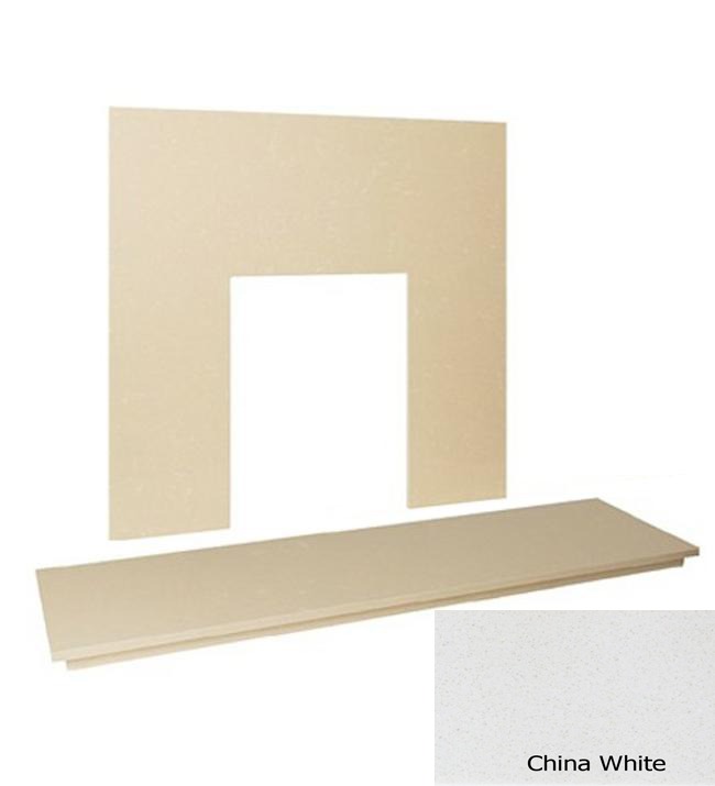 48&Prime; Marble hearth & back panel set - China White Marble