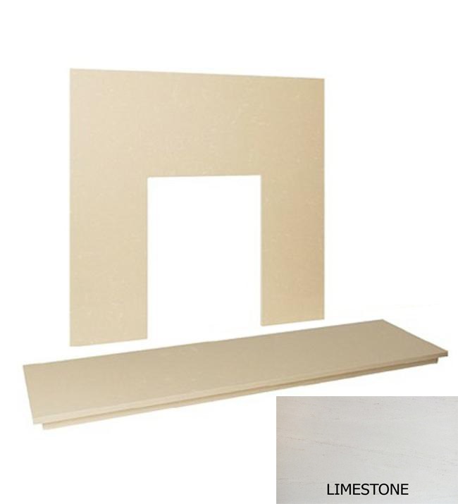 48&Prime; Limestone hearth & back panel set - Natural Limestone