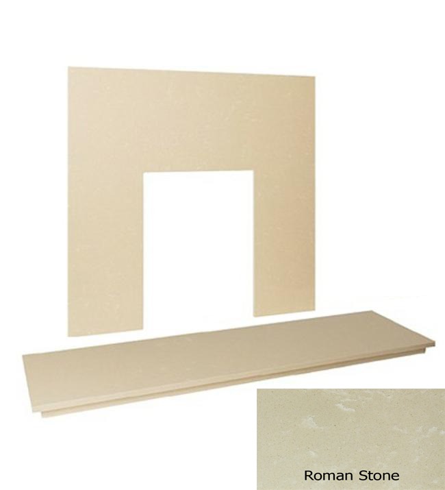 48&Prime; Marble hearth & back panel set - Roman Stone