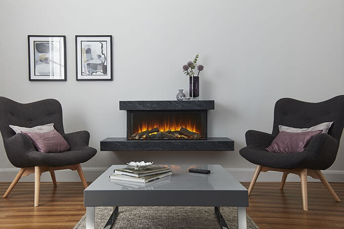 Brockenhurst 1200 Black Edition electric suite with New Forest 1200 Fire