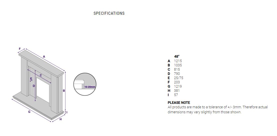 AURORA COLUMBUS MARBLE FIREPLACE WITH LED DOWNLIGHTS