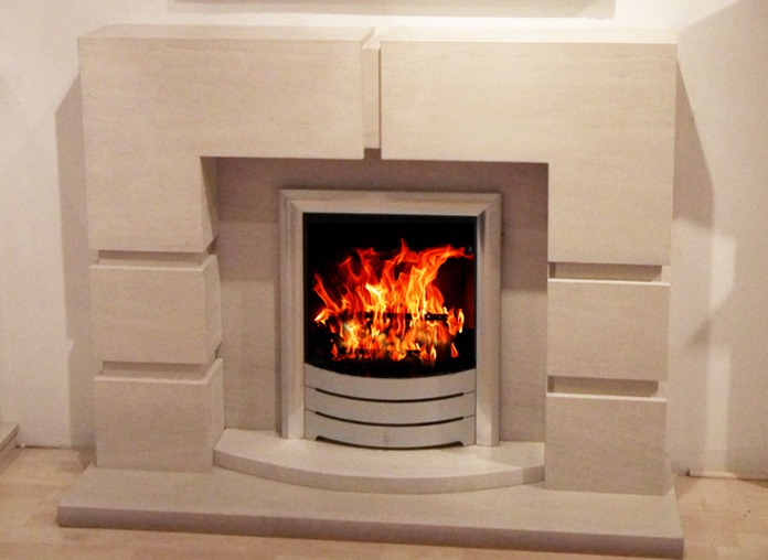Lattice limestone  fireplace