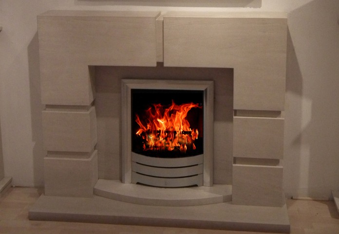 Lattice limestone  fireplace