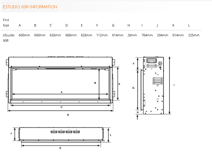 Gazco eStudio 60R LED inset electric fire