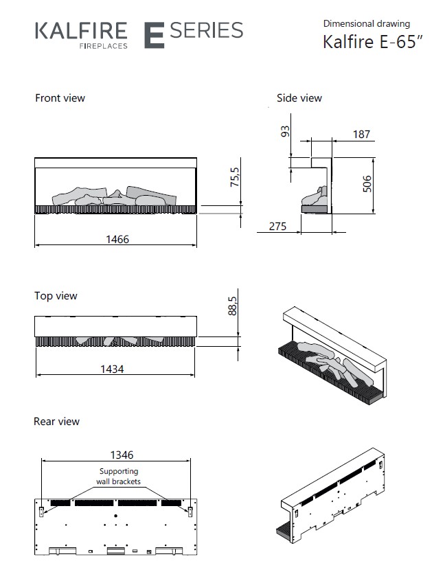 KalFire E-65 LED electric media wall fire