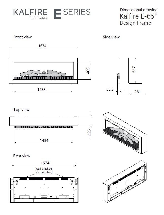 KalFire E-65 LED electric media wall fire