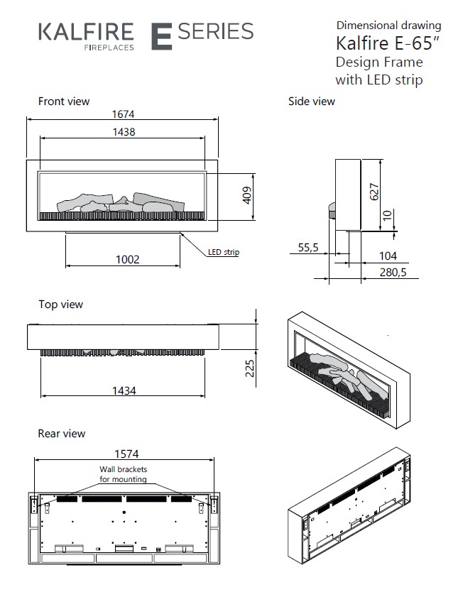 KalFire E-65 LED electric media wall fire