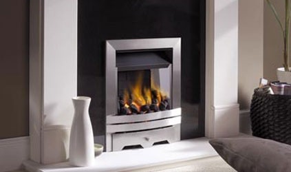 EKO3030 gas fire in Brushed Stainless