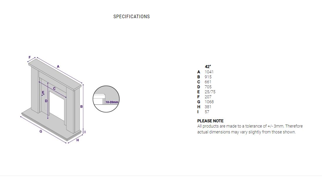 AURORA ELBA 42 MARBLE FIREPLACE