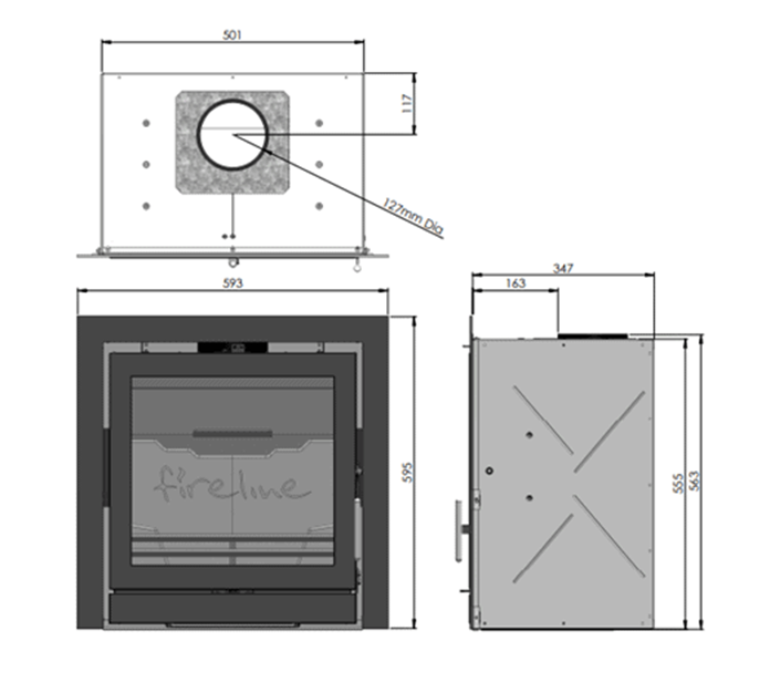 Fireline FPi5W-3 Wide Eco Design inset multifuel stove
