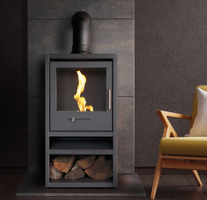 GOTHAM BIO ETHANOL STOVE WITH LOG STORE