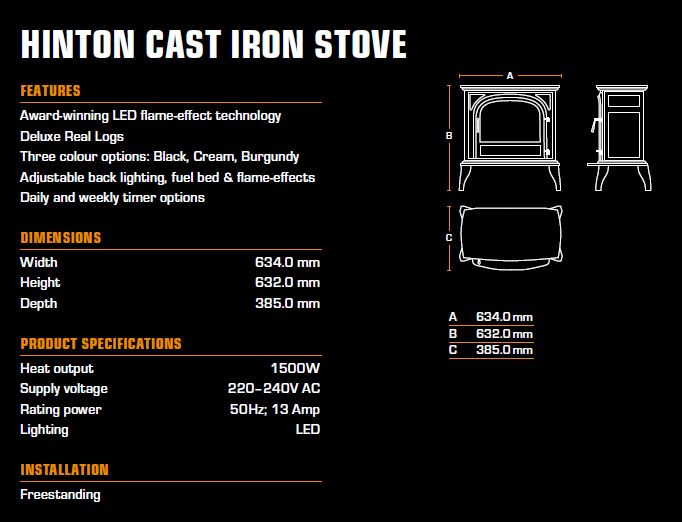 British Fires Hinton Black Edition LED electric stove